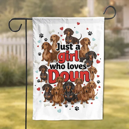 Dachshund Dogs Hearts Paw Prints Bones - Dachshund Lover Home Decor Gift Garden Flag