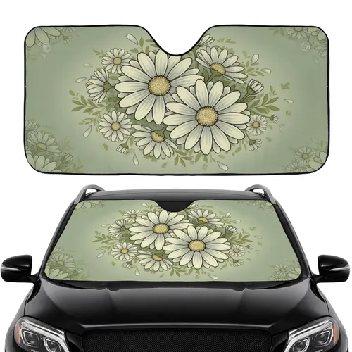 Retro Daisy Flowers Layered Petals - Car Interior Upgrade Car Sunshade