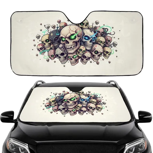 Skulls Alien Heads Ethereal Light Smoke - Car Interior Upgrade Car Sunshade