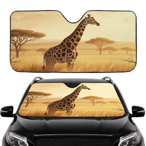 Majestic Giraffe Savanna Landscape Wildlife Lover Gift Car Sunshade