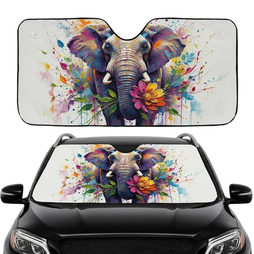 Majestic Elephant Floral Road Trip Car Interior Upgrade Car Sunshade