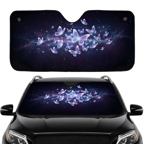 Ethereal Translucent Glowing Butterflies Cosmic Nebula Starry Sky - Car Interior Upgrade Car Sunshade