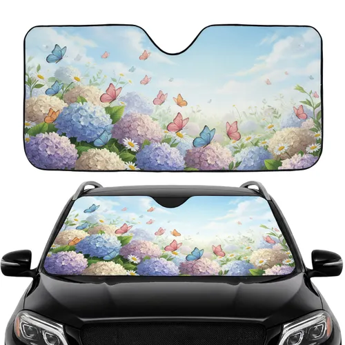 Butterflies Hydrangeas Daisies Spring Meadow Car Interior Upgrade Car Sunshade