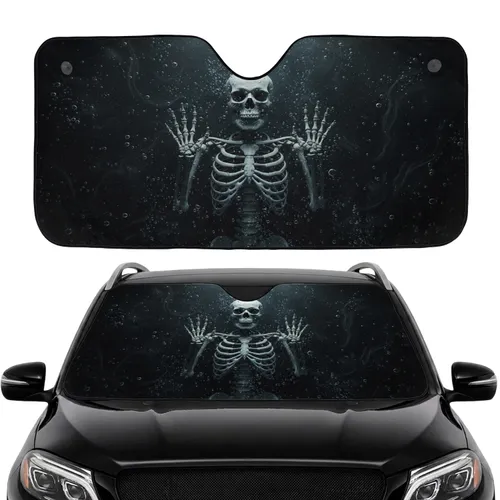 Hyper Realistic Skeleton Submerged Dark Liquid - Travel Essentials Car Sunshade