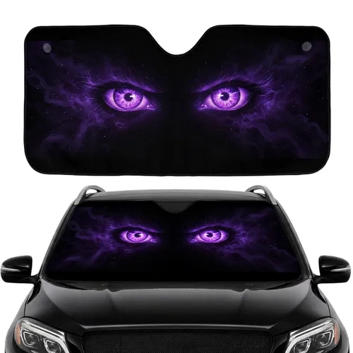 Vivid Purple Eyes Ethereal Energy Dark Cosmic Expanse - Commute Accessory Travel Essentials Car Sunshade