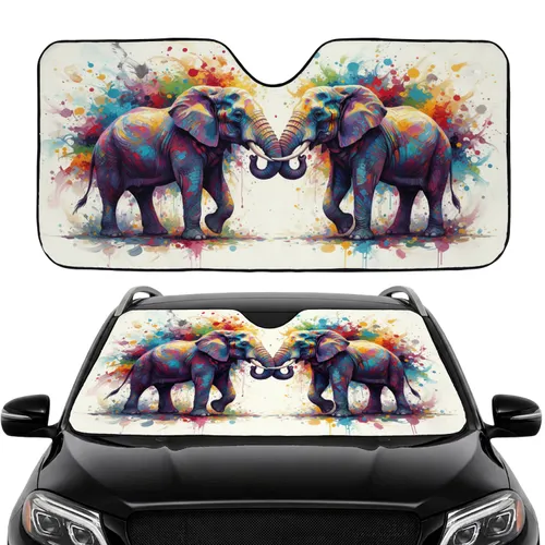 Elephants Intertwined Trunks Car Interior Upgrade Car Sunshade