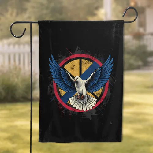Blue Winged Dove Distressed Emblem - Home Decor Gift Garden Flag