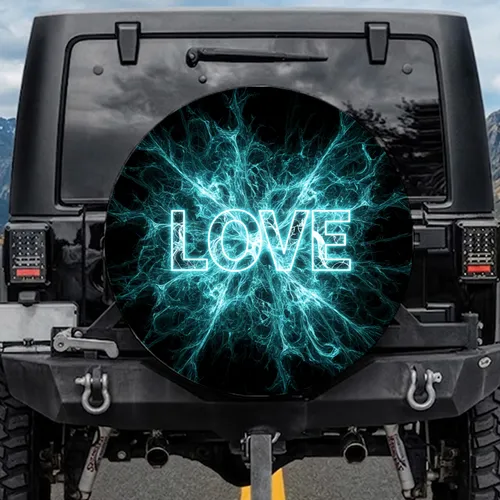 LOVE Aqua White Liquid Marble Fractal Ice - Lifestyle Accessory Spare Tire Cover