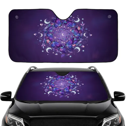 Iridescent Butterflies Moths Celestial Moons Stars - Car Interior Upgrade Car Sunshade