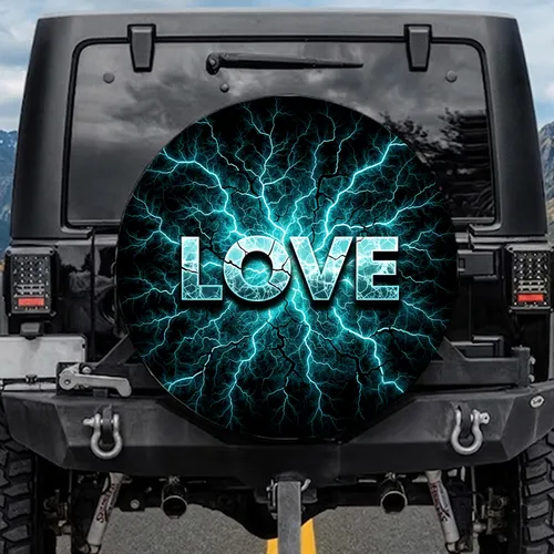 LOVE Shattered Ice Frozen Lightning Crackle Glaze - Vehicle Decor Gift Spare Tire Cover