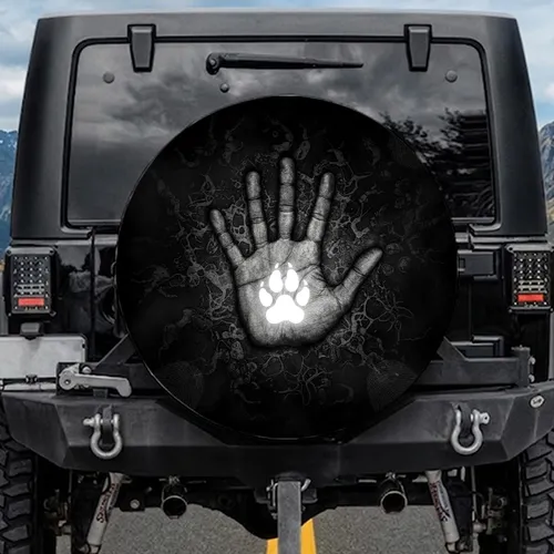 Handprint Animal Paw Print Rock Surfaces Fingerprint Ghosts - Nature Connection Gift Spare Tire Cover