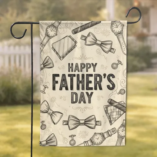 Happy Father's Day Bow Ties Accessories - Father's Day Gift for Dad Garden Flag