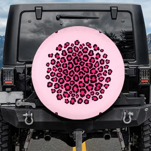 Hot Pink Black Leopard Spots High Fashion Accent Spare Tire Cover