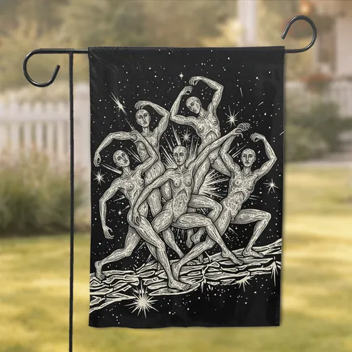 Dancing Figures Starburst Cosmos Home Decor Gift Garden Flag