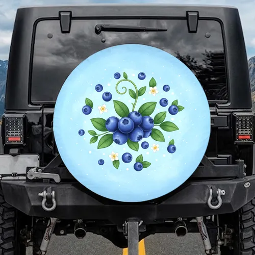 Blueberry Vine White Flower Cluster - Nature Lover Everyday Decor Gift Spare Tire Cover