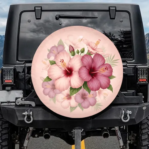 Hibiscus Floral Tropical Foliage - Home Decor Tropical Lifestyle Gift Spare Tire Cover