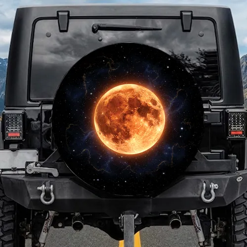 Full Moon Craters Radiant Glow Shimmering Stars - Deep Cosmic Night Sky Explorer Gift Spare Tire Cover