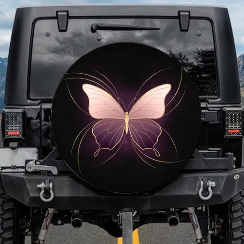 Gradient Butterfly Arcing Lines Glow Background - Wildlife Home Decor Gift Spare Tire Cover