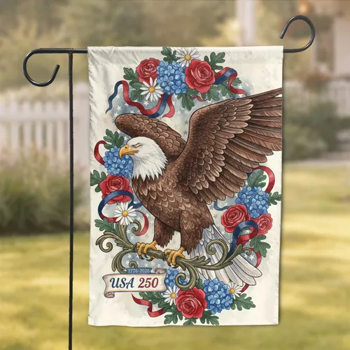 Bald Eagle USA 250 (1776-2026) - 250th Anniversary Independence Day Gift for Veterans Garden Flag