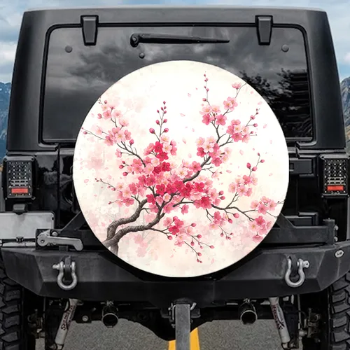 Vibrant Pink Cherry Blossom Branches Petals Spring Decor Gift Spare Tire Cover
