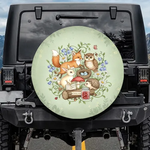 Fox Rabbit Owl Hedgehog Mushroom - Wildlife Lover Nature Gift Spare Tire Cover