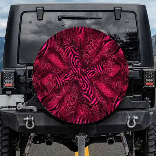 Vibrant Hot Pink Black Zebra Python Crocodile Skin - Wild Animal Lover Gift Spare Tire Cover