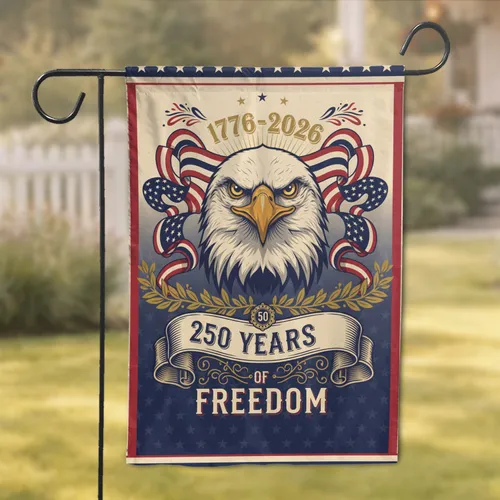 Bald Eagle American Flag 1776-2026 - USA 250 Years of Freedom Independence Day Garden Flag