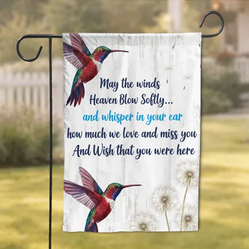 Patriotic Hummingbird Memorial Dandelion - Remembrance Home Decor Garden Flag
