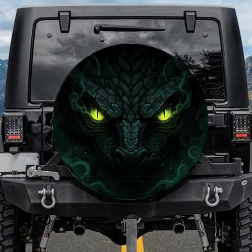 Luminous Reptilian Eyes Dark Scales - Outdoor Adventure Vehicle Decor Gift Spare Tire Cover