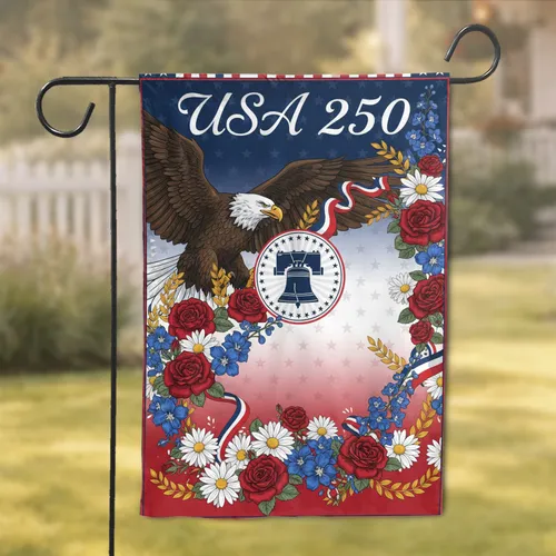 Bald Eagle Liberty Bell USA 250 - 250th Anniversary Independence Day Gift Garden Flag