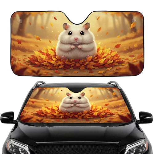 Hamster Autumn Leaves Forest Park - Road Trip Car Accessory Car Sunshade