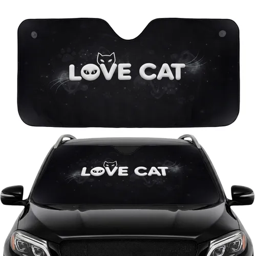 Cat Love Silhouettes Paw Prints - Car Interior Upgrade for Cat Lovers Car Sunshade