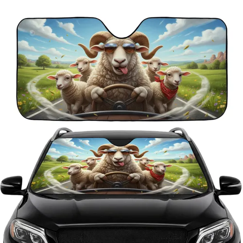 Driving Sheep Adventure Journey - Road Trip Gift for Sheep Lover Car Sunshade
