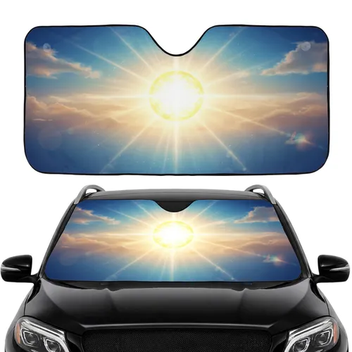 Bright Sun Solar Corona Shimmering Rays Glowing Sky Clouds - Car Interior Upgrade Car Sunshade