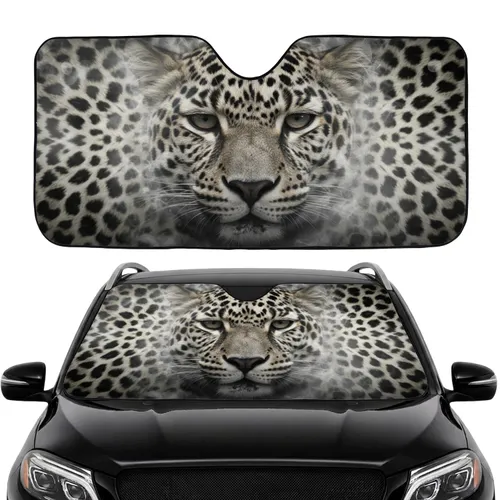 Light & Shadow Leopard Rosette Fur Car Interior Upgrade Road Trip Gift Car Sunshade