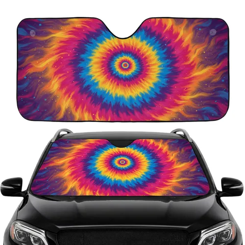Psychedelic Tie-Dye Spiral Swirl Ripples - Car Interior Upgrade Road Trip Car Sunshade