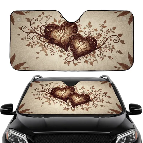 Organic Hearts Vine Branches Berry Leaves Car Interior Upgrade Car Sunshade
