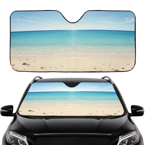Tropical Beach Clear Ocean Golden Sand - Car Interior Upgrade Car Sunshade