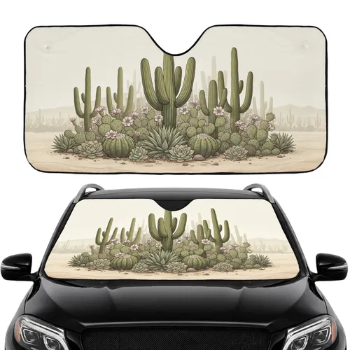 Saguaro Cactus Prickly Pear Succulent Blossoms - Car Interior Upgrade Car Sunshade