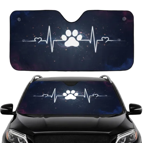 Starry Paw Print Heartbeat Heart Symbols - Car Interior Upgrade Car Sunshade