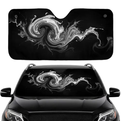 Monochrome Marbled Liquid Vortex Flow Car Interior Upgrade Car Sunshade