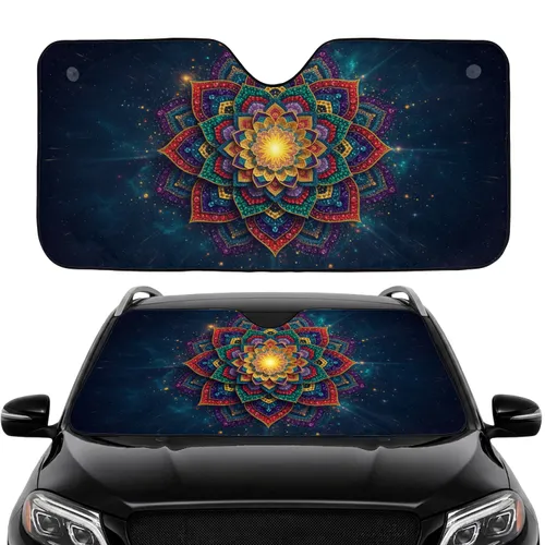 Mandala Flower Cosmic Dots - Travel Car Interior Upgrade Car Sunshade