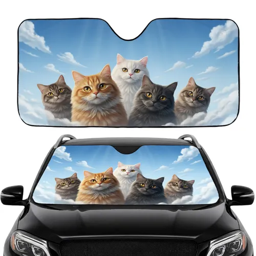 Realistic Domestic Cats Sky Scene - Car Interior Upgrade - Cat Lover Gift Car Sunshade