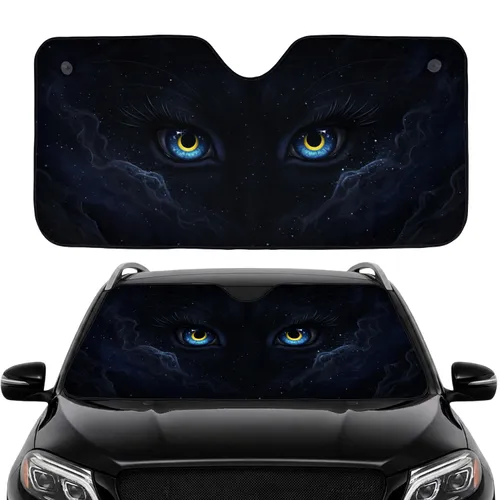 Crescent Moon Pupil Cat Eyes Night Sky Road Trip Car Sunshade