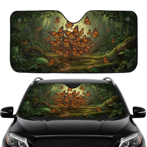 Monarch Butterflies Dappled Sunlight Forest - Car Interior Upgrade Car Sunshade