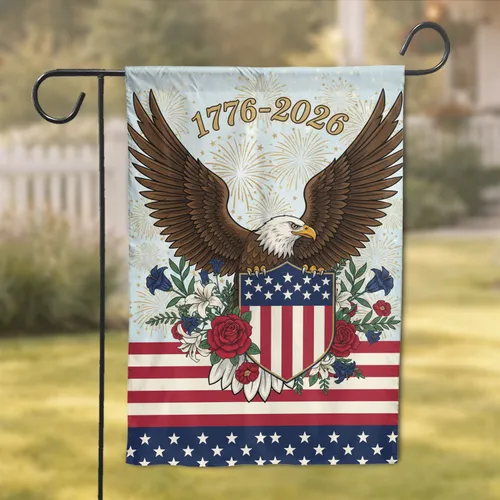 Bald Eagle American Flag 1776-2026 - USA 250th Anniversary Independence Day Gift for Veterans Garden Flag
