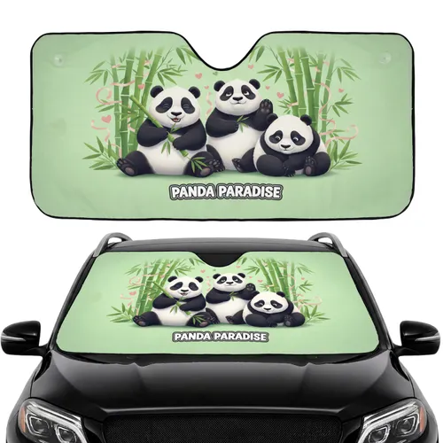 Panda Bamboo Forest Hearts - Car Interior Upgrade Road Trip Gift Car Sunshade