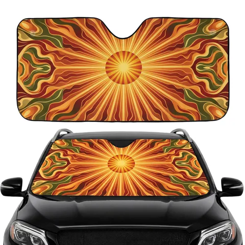 Retro Sunburst Radiating Curves - Car Interior Upgrade Car Sunshade