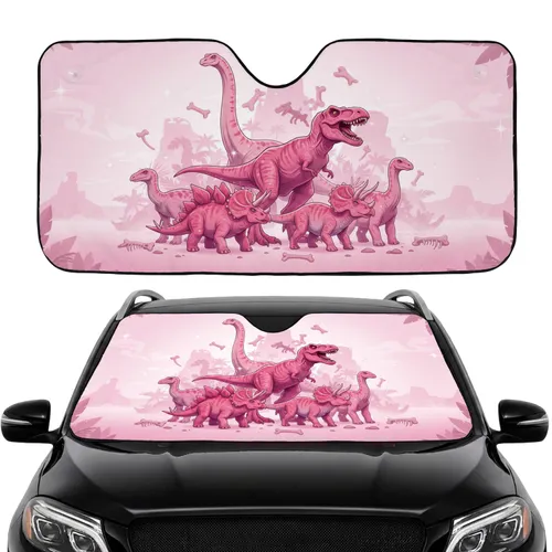 T-Rex Dinosaurs Fossil Bones Starbursts - Road Trip Gift for Dinosaur Lover Car Sunshade