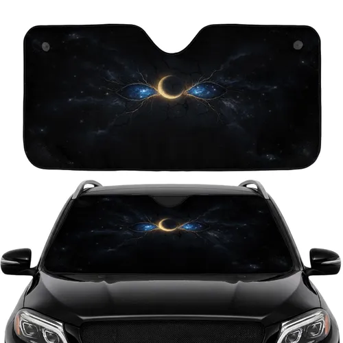 Cosmic Eye Rip Starry Night Sky Crescent Moon Car Interior Upgrade Car Sunshade